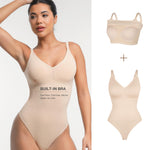 Lover-Beauty Seamless Shapewear Bodysuits for Women Tummy Control Body Suits Deep V Neck Thong Shaper Skin Medium-Large