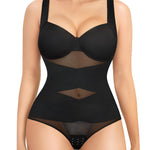 Nebility Shapewear Bodysuit for Women Tummy Control Waist Trainer Backless Body Shaper V-Neck with Built in Bra(Black,Small)