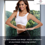 Wingslove Women's Full Coverage High Impact Wirefree Workout Non Padded Sports Bra Bounce Control (White,36C)