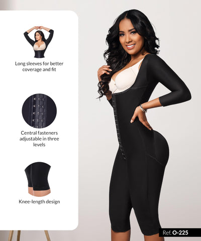 Forma Tu Cuerpo Fajas Moldeadoras - Open Bust Bodysuit Knee Kenght & Center Clasps, Body Reductor y Moldeador para Mujer Blk 2XS