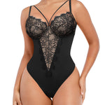 SHAPELLX Lace Body Suits Women Shapewear Tummy Control Corset Bodysuit One Piece Body Shaper Tops Blcak Lace Bodysuits
