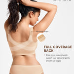 BRABIC Front Closure Bras for Women Compression Surgical Bra No Underwire Full Coverage Wireless Bralette, Beige, XXL