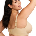HSIA Bras for Women Minimizer Full Coverage, Plus Size T Shirt Unlined Underwire Smooth Bra, Seamless Cups Joan Ultimate Soft Beige