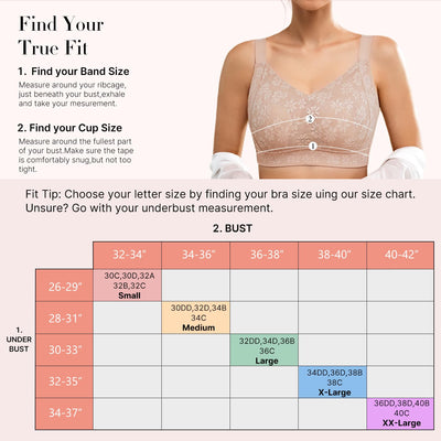 Luckfire Womens Comfortable Minimizer V Neck Bras No Underwire,Lace Thin Padded Full Coverage Anti-Sagging & Side Support Nude