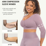 FeelinGirl 3/4 Sleeve Arm Shaper Tops Arm Garments after Lipo Breast Lifter Post Surgical Compression Bra Purple S
