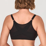 DELIMIRA Women's Cosnufy Posture Front Closure Bras Sheer Mesh Plus Size Underwire Unlined Bra Black 40DD