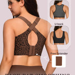OEAK Womens Wireless Bras Supportive Seamless Full Coverage Bra Push Up Comfortable Bra No Underwire Everyday Tshirt Bras Coffee Leopard XL