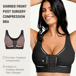 FeelinGirl Women Front Closure Post Surgery Compression Everyday Bras for Mastectomy Support with Adjustable Straps Wirefree Black L