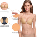 Wingslove Adhesive Bra Reusable Strapless Self Silicone Push-up Invisible Sticky Bras for Backless Dress (Beige,B)