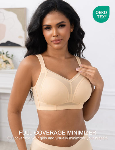ANYIRIS Wireless Minimizer Bras for Women Full Coverage No Underwire Bra Plus Size Support & Lift Bra for Large Bust Nude 38E