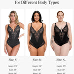Popilush Shapewear Bodysuit Lace Corset Tops for Large Bust Tummy Control Low Back Thong Bodysuits for Women
