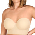 HSIA Strapless Bras for Women, Longline Corset for Large Bust Plus Size Supportive Bustier Minimizer Convertible Bandeau, Beige 34DD