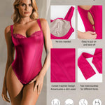 Popilush Leather Bodysuits for Women Tank Tops Faux Leather Tummy Control Shapewear Lace Thong Body Shaper
