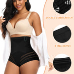 Womens Tummy Control Shapewear Panties Mid High Waisted Body Shaper Briefs(02# High-waisted Black(boning),Medium)