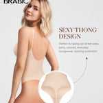 BRABIC Women's Backless Shapewear Bodysuit Tummy control Thong Seamless Body Shaper Sleeveless Compression Tanks Tops (Beige, Small)