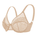 HSIA Minimizer Bras for Women Enchante Full Coverage Underwire Bras Plus Size Lifting Floral Lace Bra for Heavy Breast Warm Beige