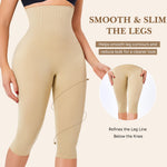 Irisnaya High-Waisted Tummy Control Shapewear Capri for Women, Compression Leggings with Butt Lifter Faja Body Shaper Beige