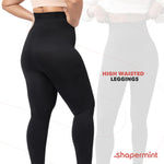 SHAPERMINT High Waisted Tummy Control Compression Leggings for Women - Petite to Plus Size Womens Leggings Non See Through Black