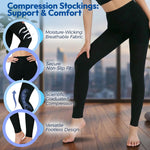 2 Pairs 15-20mmHg Compression Leggings for Women & Men, Medical Graduated Compression Tights Women, Footless Compression Stockings Support Compression Pantyhose for Varicose Veins, Edema, Dvt(Black+Beige, Large)