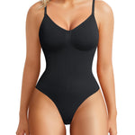 BRABIC Bodysuit Shapewear for Women Tummy Control Panties Seamless Sleeveless Tops V-Neck Camisole Jumpsuit(Black Thong, Medium/Large)