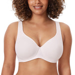DELIMIRA Minimizer Bras for Women Full Coverage Plus Size Underwire Unlined Supportive Seamless Bra Coconut White 38DD