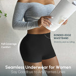 FallSweet BoyShort Underwear for Women No Show Seamless Panties Smooth Boxer Briefs Stretch Shorts, black, M
