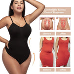 SHAPERX Women's Tummy Control Shapewear Thong Bodysuit Seamless Waist Snatching Body Shaper,SZ5215-Black-XXS/XS