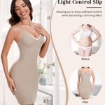 Lynclare Shapewear Slip Dress for Women Under Dress Full Slip Tummy Control V Neck with Adjustable Strapes Coffee M