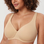 DELIMIRA Minimizer Bras for Women Full Coverage Plus Size Underwire Unlined Supportive Seamless Bra Light Oatmeal 38DD