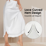 MANCYFIT Long Half Slip for Women Under Dress Satin Slip Skirt Extenders 36" Maxi Underskirt White XX-Large