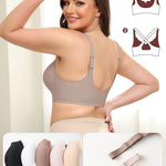 Werena Front Close Wireless Bras Padded Jelly Bra for Women Seamless Bralette for Older Women with Adjustable Straps (Coffee,S)