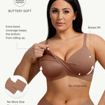 FeelinGirl Wireless Push Up Bra for Women, Seamless Comfort Bralettes No Underwire Supportive Full Coverage Everyday Bras Coffee