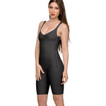 Isavela Body Suit Mid Thigh Length Plastic Surgery Compression Garment w/Bra & Zipper (BB03) (2XL, Black)