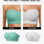 Vertvie Strapless Bra Wireless Non-Slip Push Up Bandeau Bras for Women Full Support Tube Tops Padded Bralette S-Large Breasts(Mint Green,Medium)