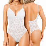 Irisnaya Backless Bodysuits for Women Tummy Control Lace Shapewear Body Suit with Built in Bra