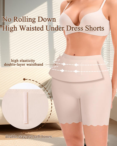 iesunny Slip Shorts for Under Dresses Seamless High Waisted Boyshorts Underwear Ladies Comfy Ladies Anti Chafing Panties