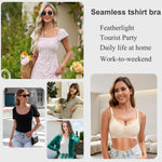 Jasmolly Womens Seamless T-Shirt Bras 3 Pack Wireless Comfy Jelly Bra, Full Coverage Bralette No Show Under Clothes (Black+White+Pink,Medium)