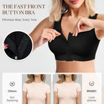 BRABIC Front Closure Post Surgery Compression Bras for Women Mastectomy Full Coverage Wireless Bra with Back Smoothing Comfort Black, Medium