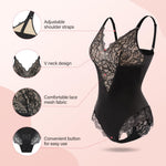 woahee Sexy Lace Bodysuit Women's Sleeveless V Neck Tummy Control Shapewear Backless Thong Body Suit Shaper SW03-3XL