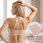 Strapless Bras for Women Wirefree Non-Slip Bandeau Bra, Seamless Padded Tube Top Invisible Bralette with Secure Comfortable Fit (Large) Beige