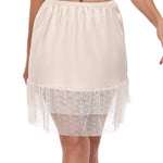 MANCYFIT Double Lace Half Slip for Women Under Dress Lace Slip Skirt Extenders Satin Under Skirt Liner Nude XX-Large