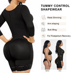 SHAPERX Women's Fajas Colombianas Shapewear Postpartum Tummy Control Arm Slimming Full Body Shaper with Zipper Crotch, SZ7503-Black-L