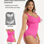 Lover-Beuaty Seamless Shapewear Bodysuits for Women Tummy Control Body Suit V Neck Seamless Body Shaper Black