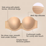 DotVol Women's Plus Size Strapless Bra Full Figure Underwire Contour Beauty Back Multiway Bra(38D, Beige)