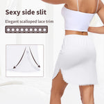 MANCYFIT Half Slips for Women Underskirt Short Mini Skirt with Floral Lace Trim White Medium