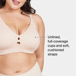 SPANX Low Profile Wireless Minimizer Bra - Minimize Breast Size by Up to 1 Inch - Breathable, Quick-Drying Fabric - Champagne Beige - 36C