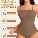 Werena Strapless Shapewear Bodysuit for Women Tummy Control Seamless Full Body Shaper with Removable Straps Under Dress (Brown,S)