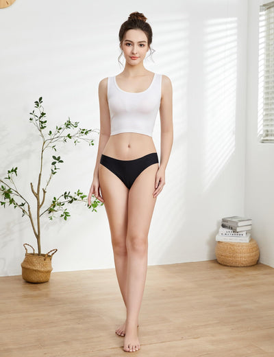 Caterlove Women's Seamless Underwear No Show Stretch Bikini Panties Silky Invisible Hipster 6 Pack (F, Medium)