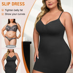 USEASY Shapewear Slip Dress for Women Under Dress Seamless Tummy Control Slip Dress Plus Size Smoothing Cami Dress Slips Black 3XL