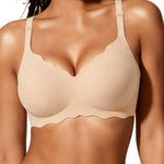 Gailife Scalloped Jelly Bras for Women No Underwire Wireless Seamless Push Up Bralettes Soft Comfort Everyday Tshirt Bra -ND,S Nude